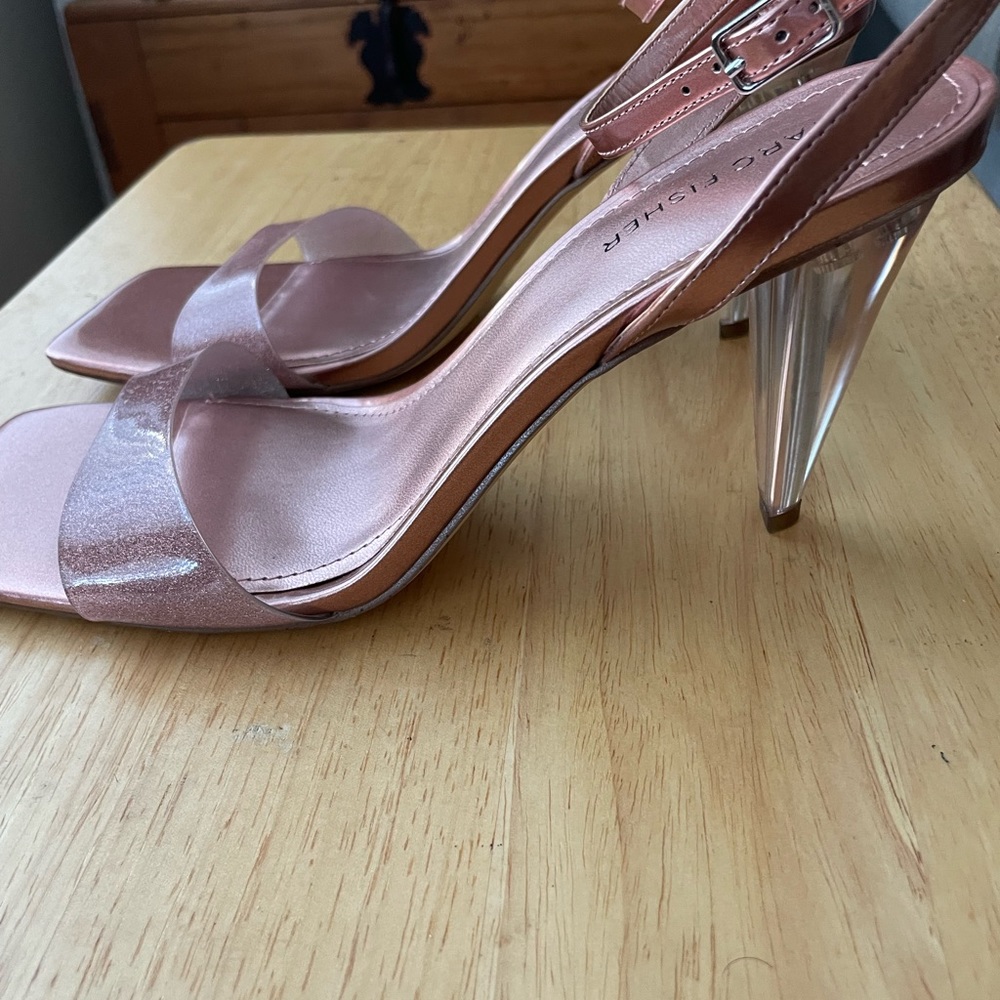 Marc Fisher Breta Sandals Rose Gold 710 Cone Heel NIB